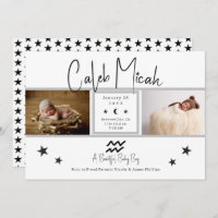 Aquarius Stars Photo Baby Birth Announcement