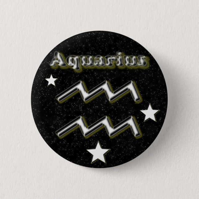 Aquarius symbol 6 cm round badge (Front)