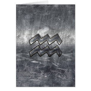 Aquarius Symbol Grunge Distressed Silver Steel