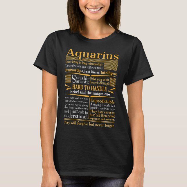 Aquarius T Shirt, Aquarius Birthday t-shirt (Front)