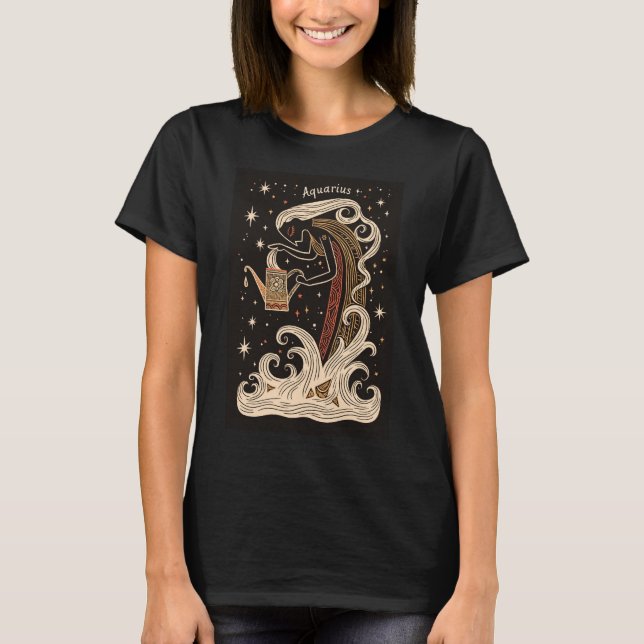 Aquarius - T-Shirt Celestial Zodiac Art (Front)