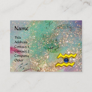 AQUARIUS ,teal,blue,green, gold yellow Business Card