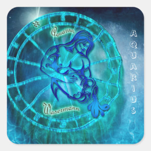Aquarius the Water Bearer Horoscope Square Sticker