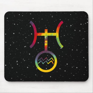 Aquarius Uranus Planetary Symbol Starry Tie Dye Mouse Mat