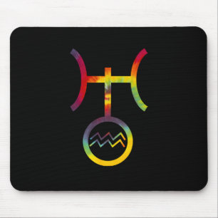 Aquarius Uranus Planetary Symbol Tie Dye Mouse Mat