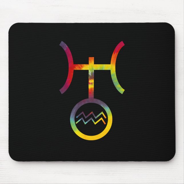 Aquarius Uranus Planetary Symbol Tie Dye Mouse Mat (Front)