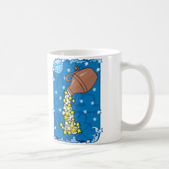 Aquarius Vase pouring water stars in the night sky Coffee Mug (Right)