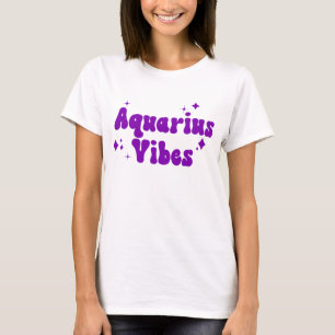 Aquarius Vibes Zodiac Astrology Purple Stars T-Shirt