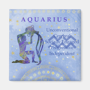 Aquarius vintage blue zodiac magnet