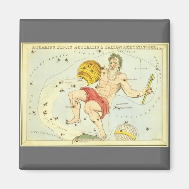 Aquarius, Vintage Constellation, Urania's Mirror Magnet (Front)