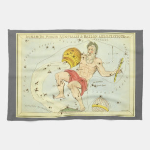 Aquarius, Vintage Constellation, Urania's Mirror Tea Towel