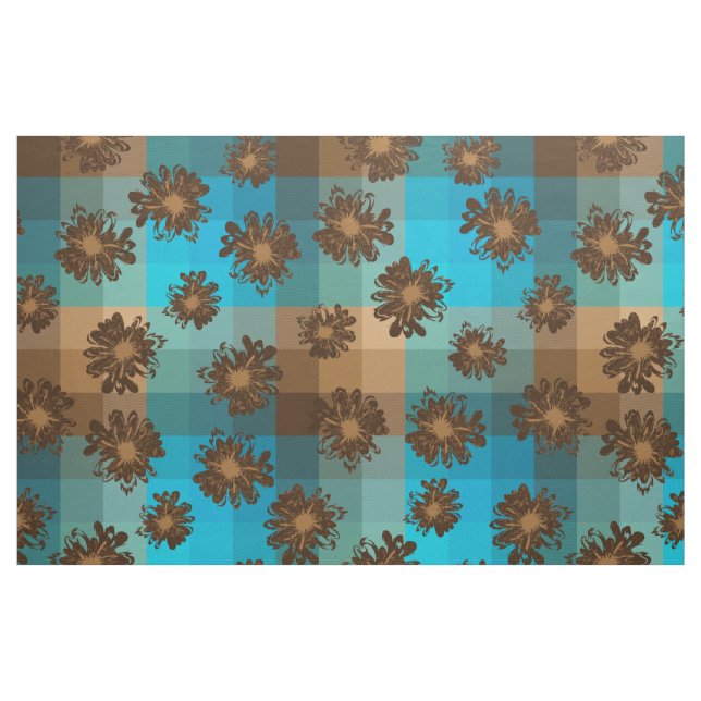 Aquarius Vintage Plaid & Psychedelic Floral Fabric (Fat Quarter)