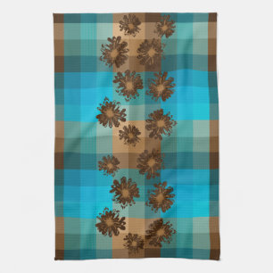 Aquarius Vintage Plaid & Psychedelic Floral Tea Towel