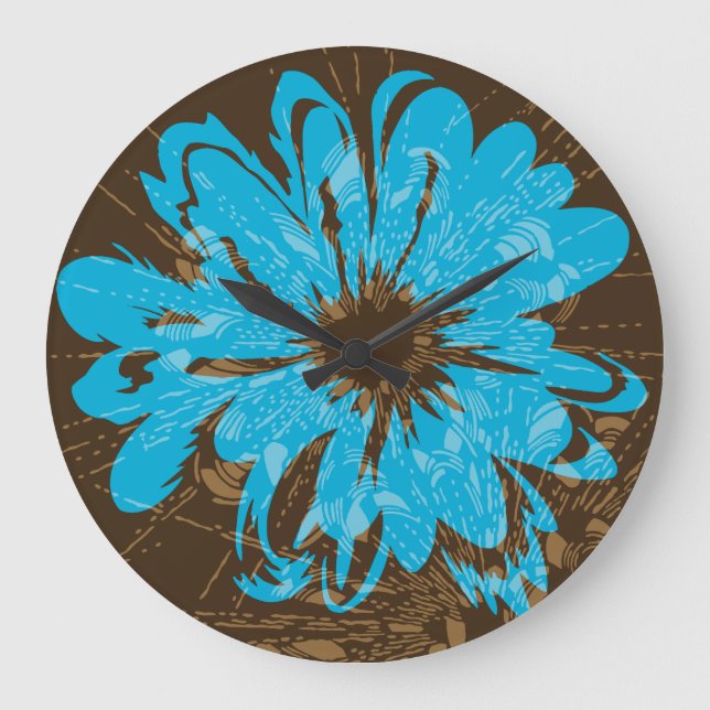 Aquarius Vintage Psychedelic Floral Large Clock (Front)