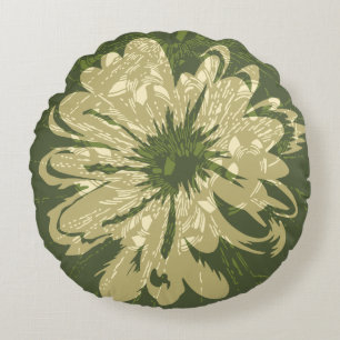 Aquarius Vintage Psychedelic Floral Reversible Round Cushion