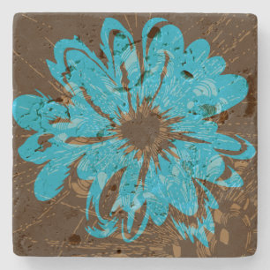 Aquarius Vintage Psychedelic Floral Stone Coaster