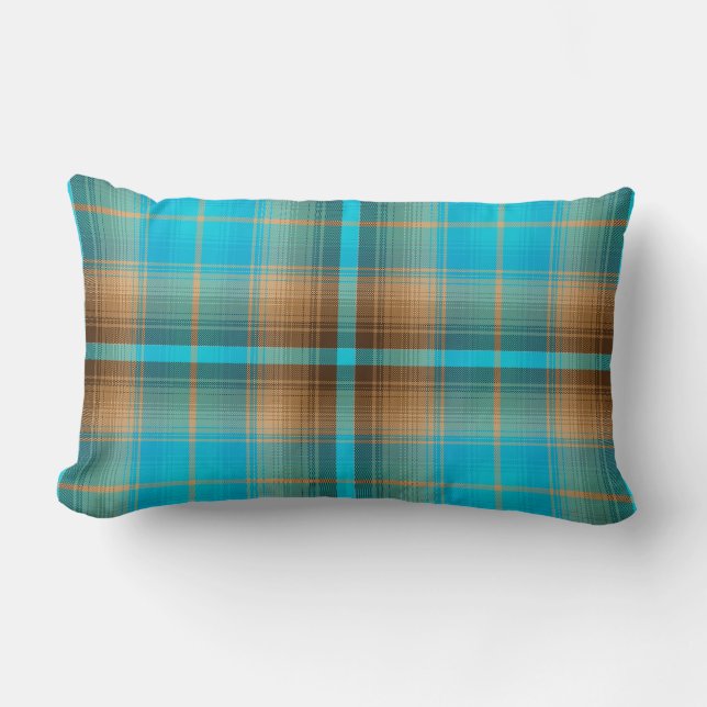 Aquarius Vintage Psychedelic Plaid Reversible Lumbar Cushion (Front)