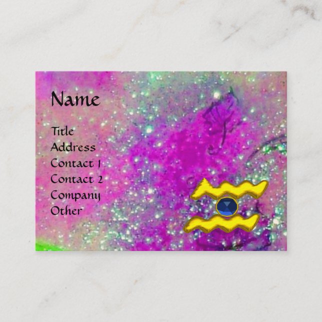AQUARIUS ,violet purple gold yellow Business Card (Front)