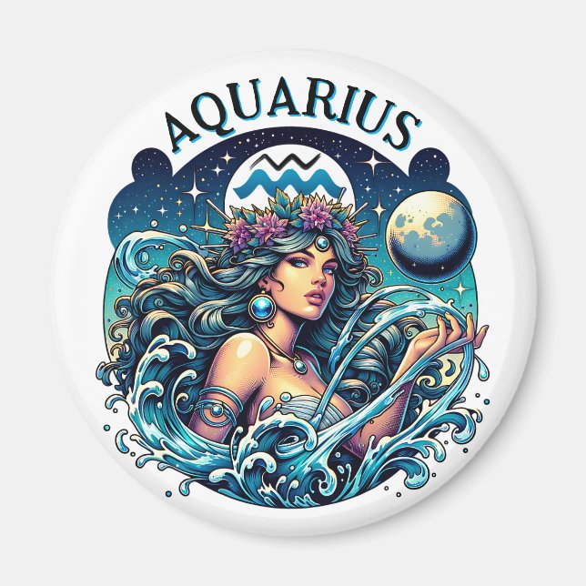 Aquarius Water Bearer Beautiful Woman Astrology  Magnet (Front)