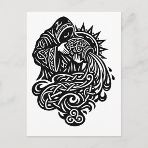 Aquarius Water‑Bearer — Celtic Knotwork Zodiac Postcard