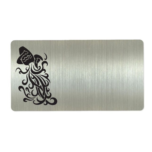 Aquarius Water Bearer Silhouette Metalic Effect (Front)