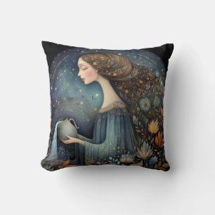 Aquarius Water Bearer Zodiac Astrology Birthday Cushion