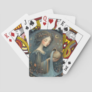 Aquarius Water Bearer Zodiac Celestial Birthday Playing Cards