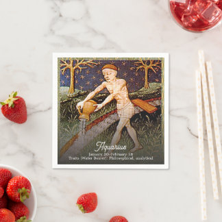 Aquarius Water Bearer Zodiac Sign Birthday Party Napkin