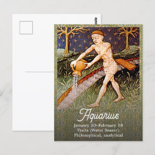 Aquarius Water Bearer Zodiac Sign Birthday Party Postcard