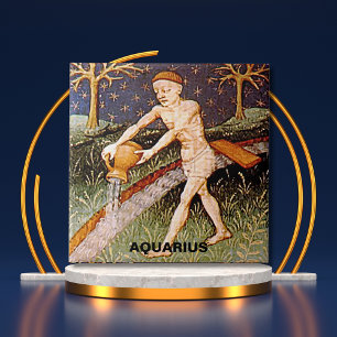 Aquarius Water Bearer Zodiac Sign Birthday Party Tile