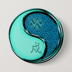 Aquarius & Water Dog 7.5 Cm Round Badge