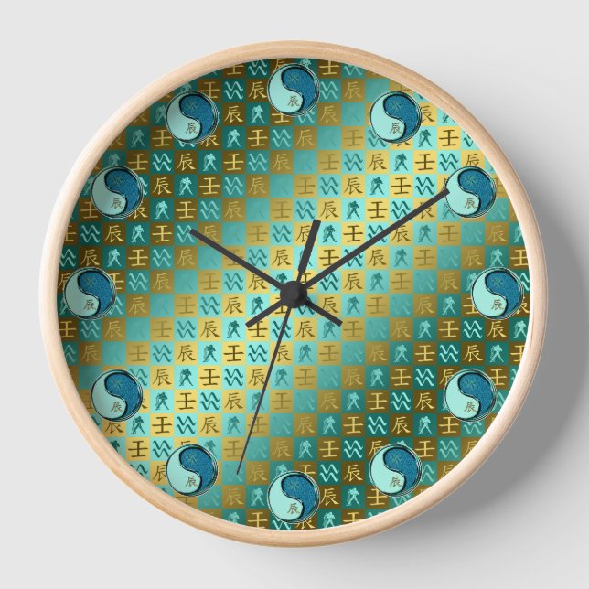 Aquarius & Water Dragon Clock (Front)