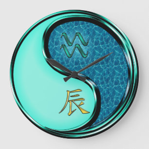 Aquarius & Water Dragon Large Clock