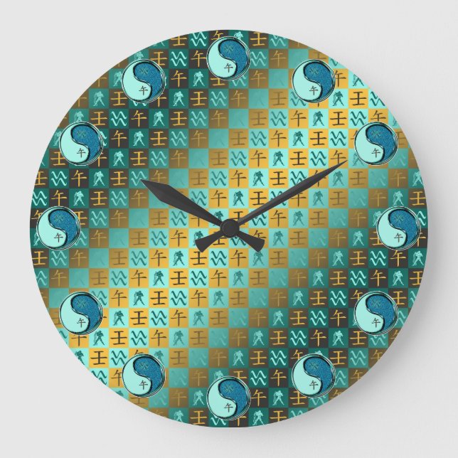 Aquarius & Water Horse Large Clock (Front)