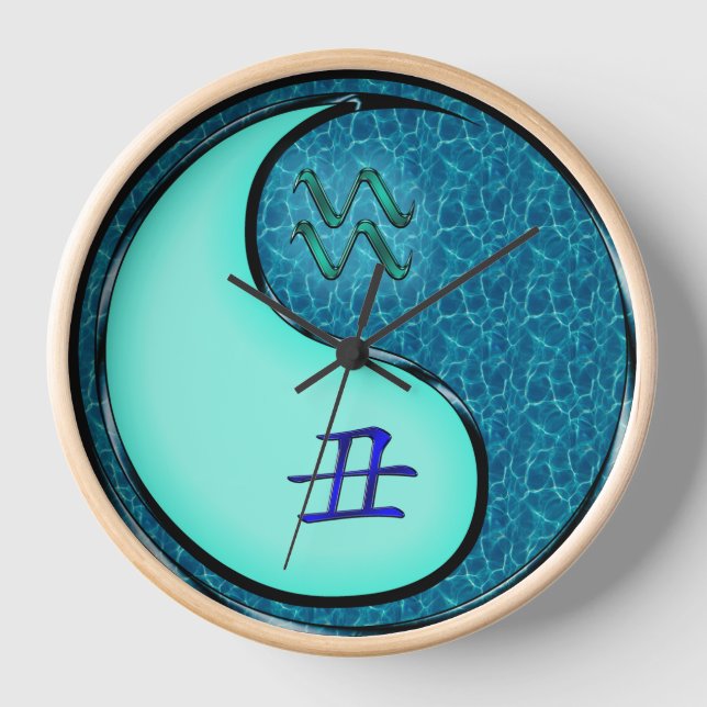 Aquarius & Water Ox Clock (Front)