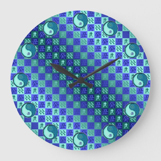 Aquarius & Water Ox Large Clock (Front)