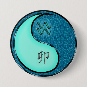 Aquarius & Water Rabbit 7.5 Cm Round Badge