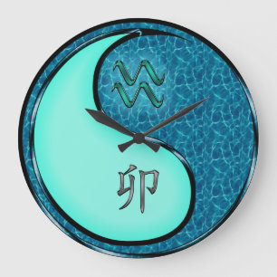Aquarius & Water Rabbit Large Clock