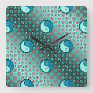 Aquarius & Water Rabbit Square Wall Clock