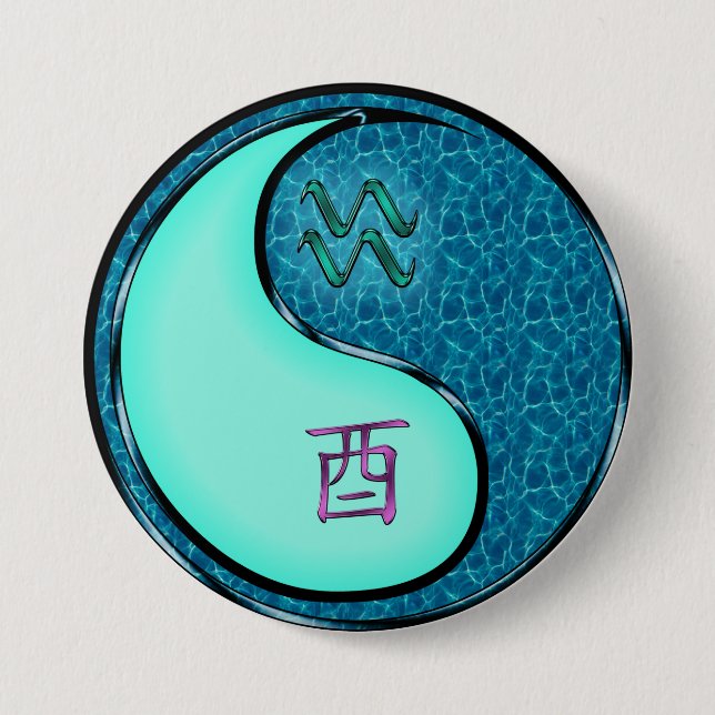Aquarius & Water Rooster 7.5 Cm Round Badge (Front)
