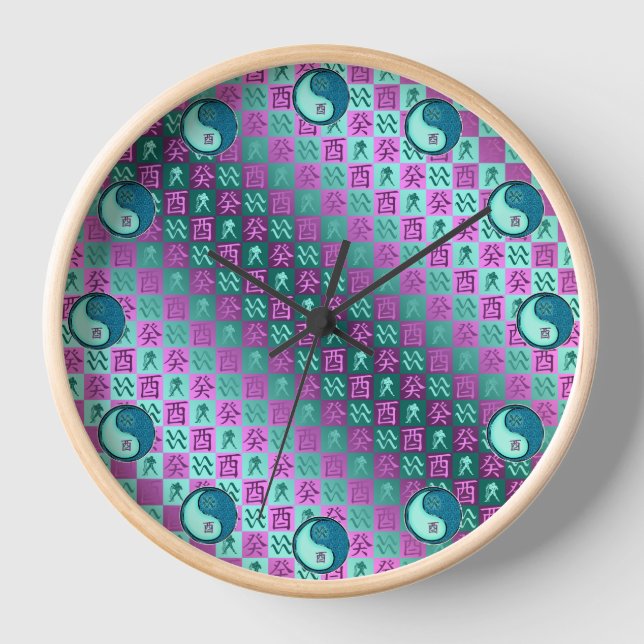 Aquarius & Water Rooster Clock (Front)