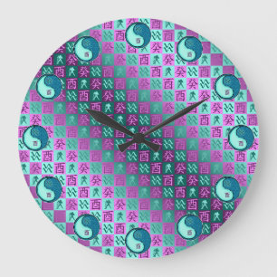 Aquarius & Water Rooster Large Clock