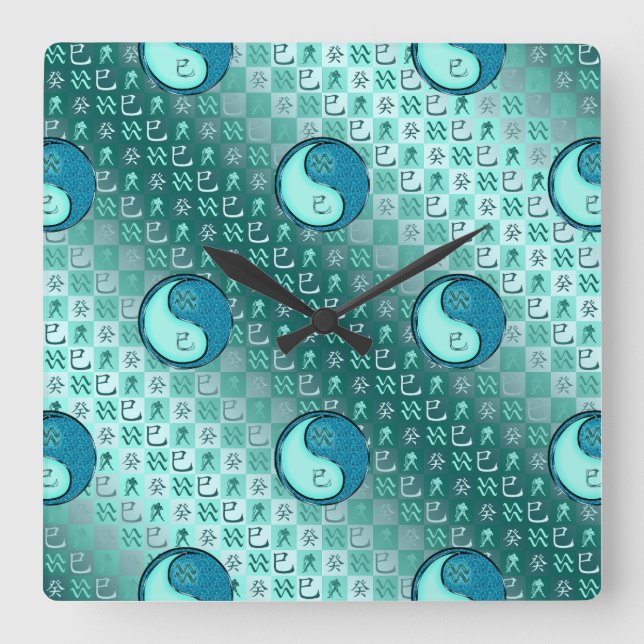Aquarius & Water Snake Square Wall Clock (Front)