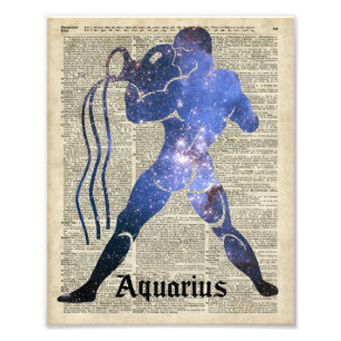 Aquarius Water Zodiac Sign Over Old Book Page