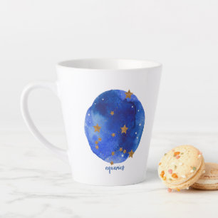 Aquarius Watercolor Night Sky Constellation Zodiac Latte Mug