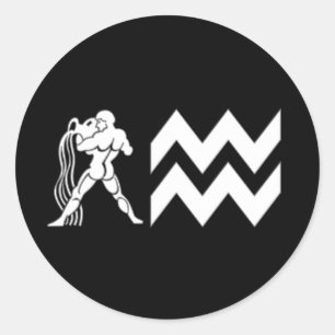 Aquarius with  Symbol Classic Round Sticker