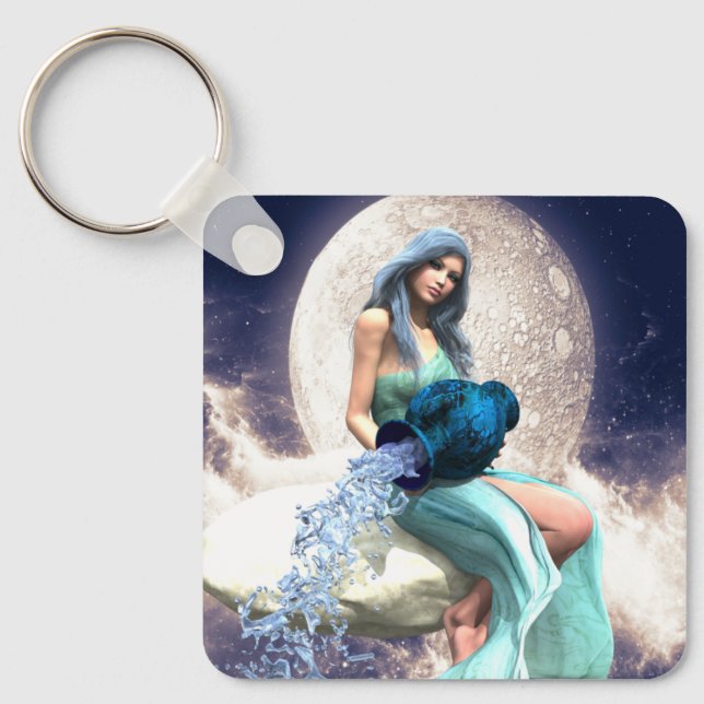 Aquarius – Woman Pouring Water From a Jug Key Ring (Front)
