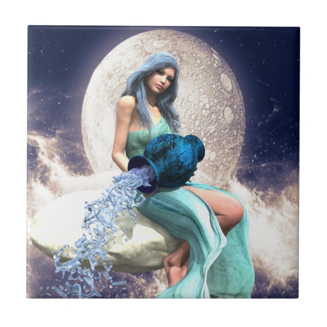 Aquarius – Woman Pouring Water From a Jug Tile (Front)