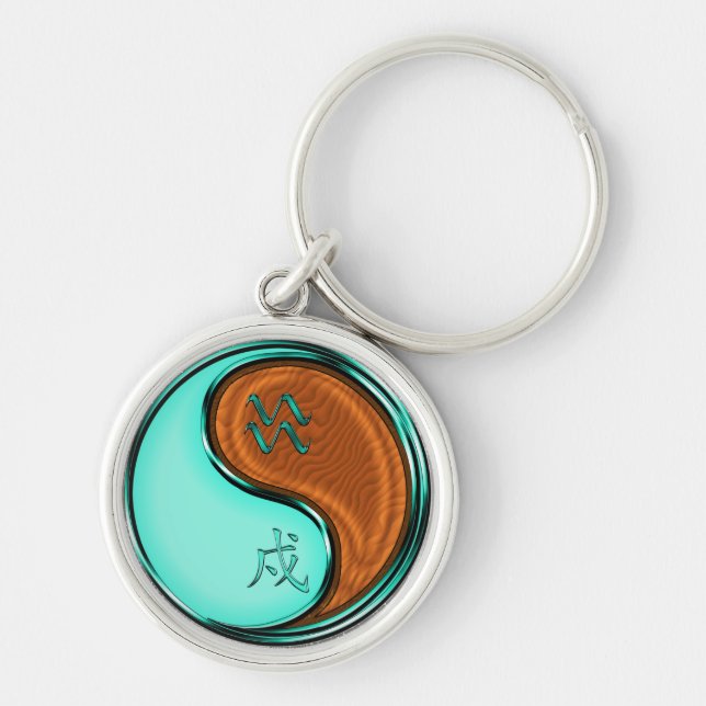 Aquarius & Wood Dog Key Ring (Front)