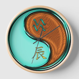 Aquarius & Wood Dragon Clock